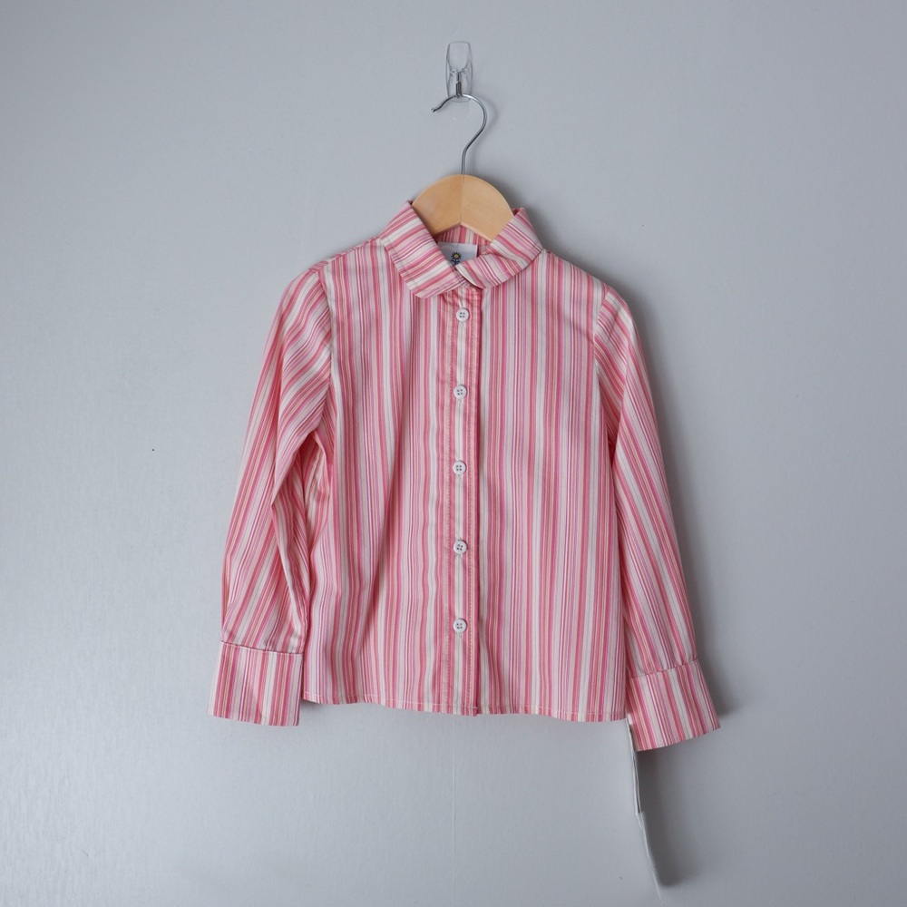 NWT Florence Eiseman Striped Button Blouse Flared Cuff 4